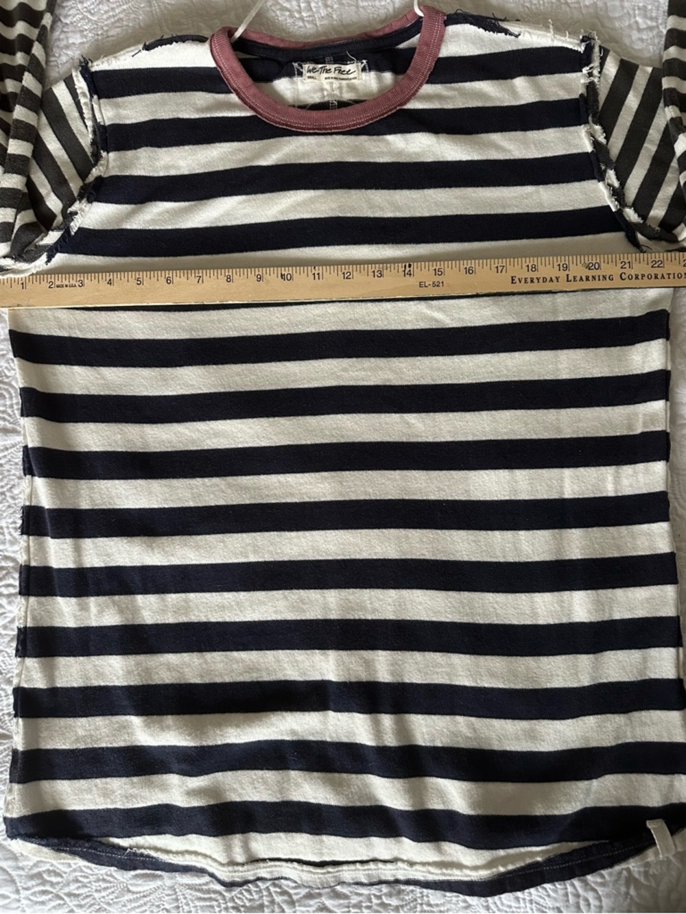We the Free, Free People Rose Stem Tee oversized, striped, sweater. Boho Small - Picture 8 of 13